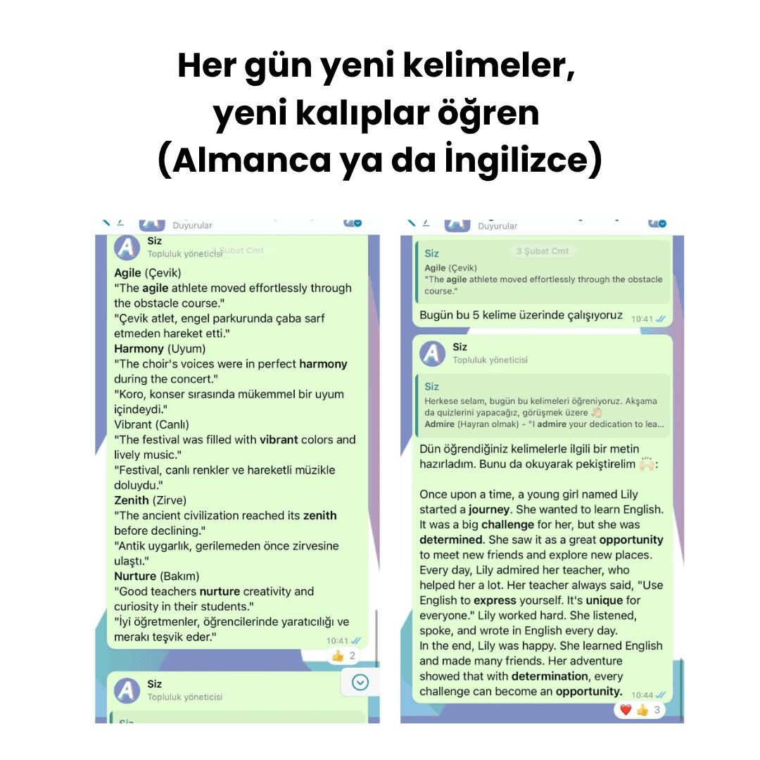 Cebimde haftalık tekrar paylaşımı örneği