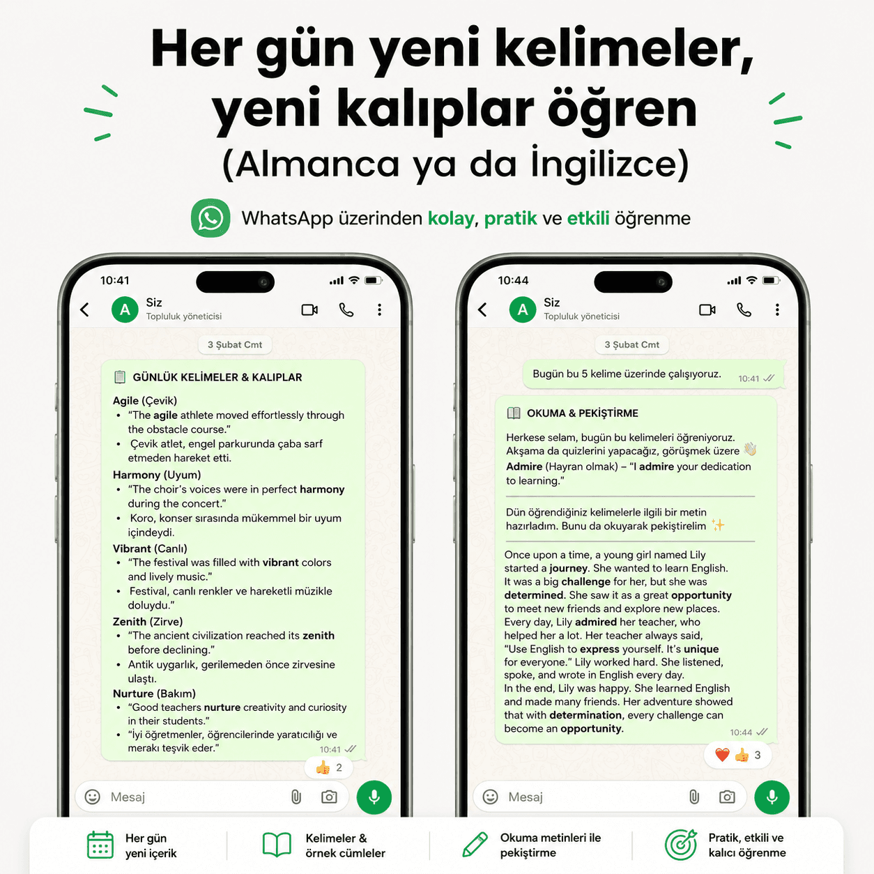 Cebimde WhatsApp kelime paylaşımı örneği